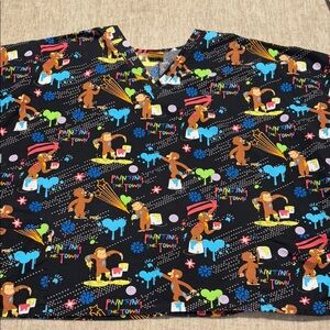 3x 4x 5x Curious George brand scrub top